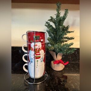 Pier 1 Imports Stacking Snowman Mugs